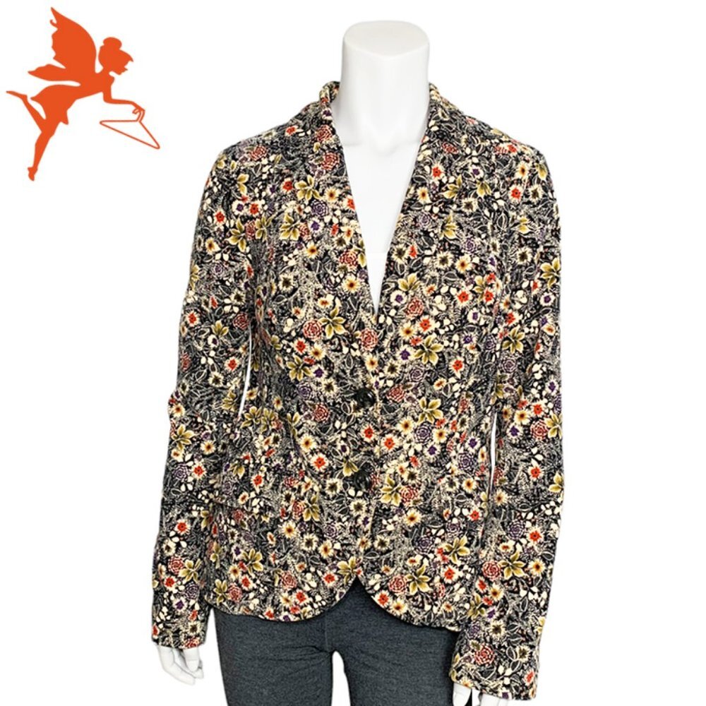 DAUGHTERS OF THE REVOLUTION Longline Velveteen Corduroy Floral Blazer